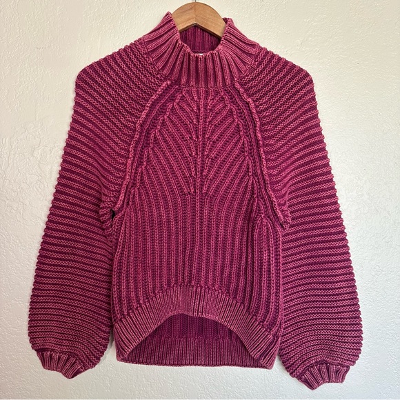 Bohme OLYMPE CABLE-KNIT SWEATER IN MAGENTA size XS - Picture 2 of 10